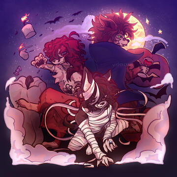 Dazai, Chuuya, Tachihara are furries participating in halloween